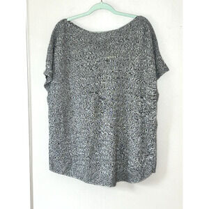 Talbots Linen Sweater 2X Relaxed Boat Neck Blue White Marled Layer